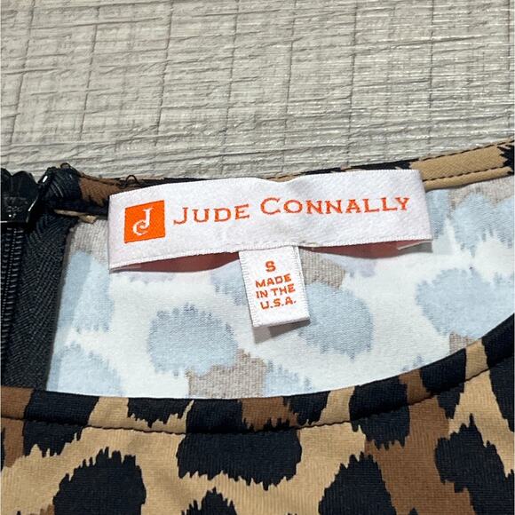 Jude Connally Small Cheetah Leopard Dress Pockets Nylon Stretch 3/4 Sleeve - Picture 3 of 8